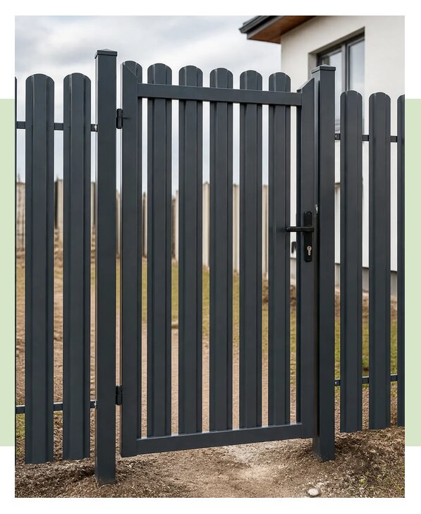 Калитка из евроштакетника для участка под ключ в Щербинке